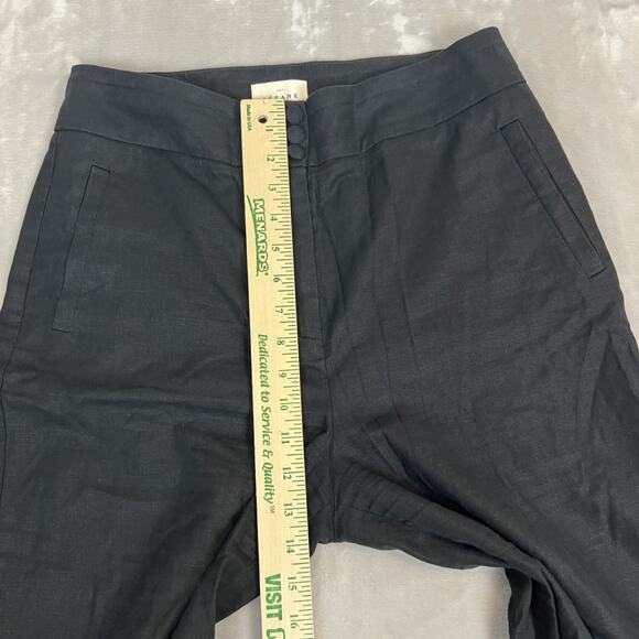 Sezane Pants Womens FR 40 US 8 Black Linen Blend High Rise Wide Leg Trouser - Picture 7 of 14